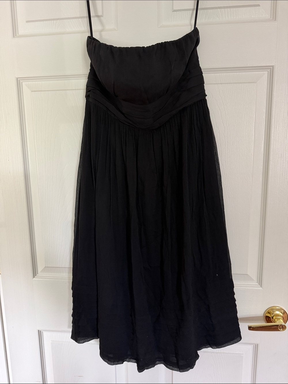 J. Crew Black Strapless Midi Dress